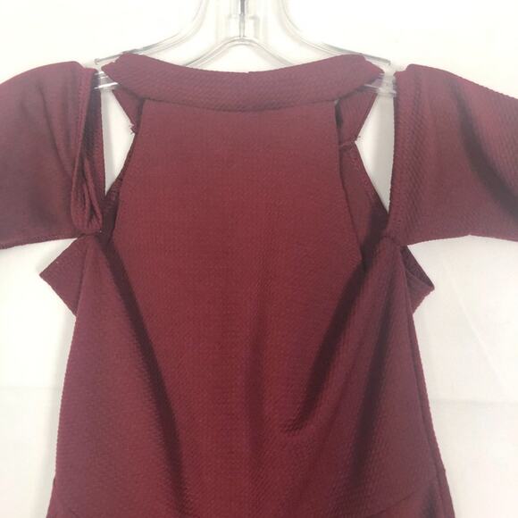 Sayany Thing High-Neck Off-Shoulder Burgundy Ruffle Top Size S - Picture 7 of 10